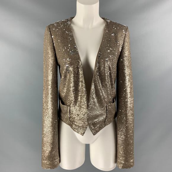 RACHEL ZOE Size S Gold Silver Polyester & Spandex Sequined Jacket - Picture 1 of 1